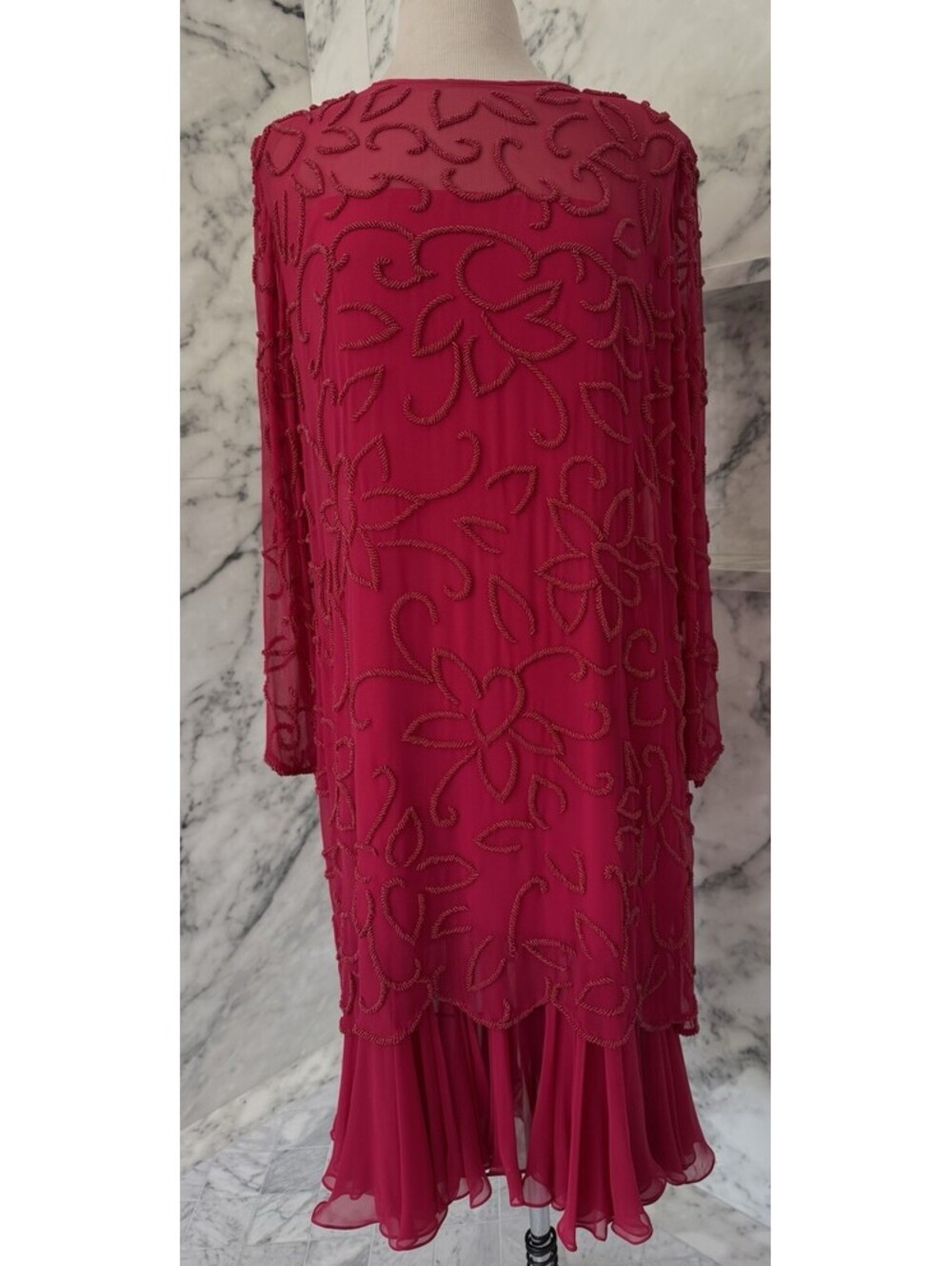 Jack BryanLong Sleeve Evening Prom  Beats Embroidered  Pink Dress  Size 18